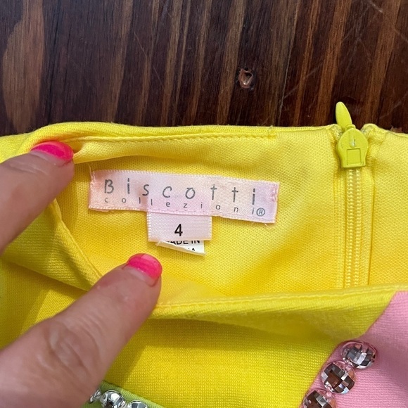 BISCOTTI Neon Color Block Little Girls shift tank dress Rhinestones - Picture 4 of 5